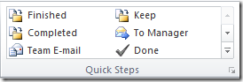 Outlook 2010 Quick Steps