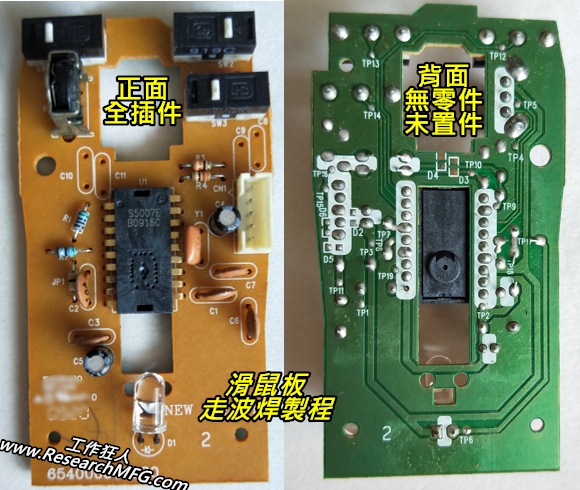 路板焊接制程方案一、单面板全直插件波焊制程