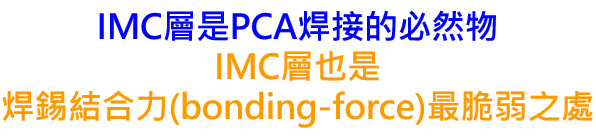 IMC层是PCA焊接的必然物却也是焊锡结合力(bonding-force)最脆弱之处