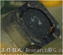 使用银(Ag)镀层的电源电感器(Power Inductors)，经过推力测试后，零件端点上已经看不到任何镀层的痕迹了，所以其耐推力就比较小。 