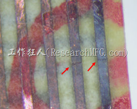 FPC软板铜箔线路断裂。