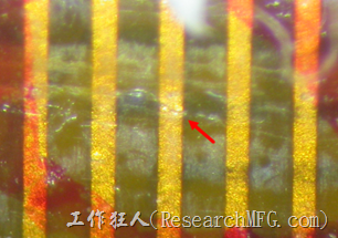 FPC软板铜箔线路断裂。