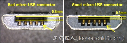 [案例]Micro-USB充电器的公头连接器接触不良